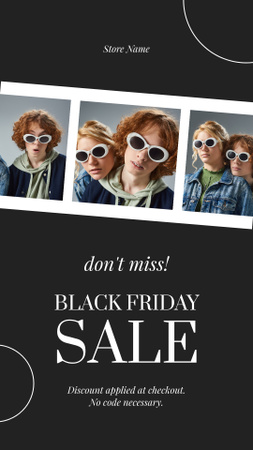 Modèle de visuel Vente le Black Friday avec des gens portant des lunettes de soleil élégantes - Instagram Story