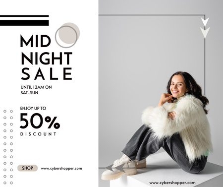 Designvorlage Mitternachtsverkauf von Damenbekleidung für Facebook