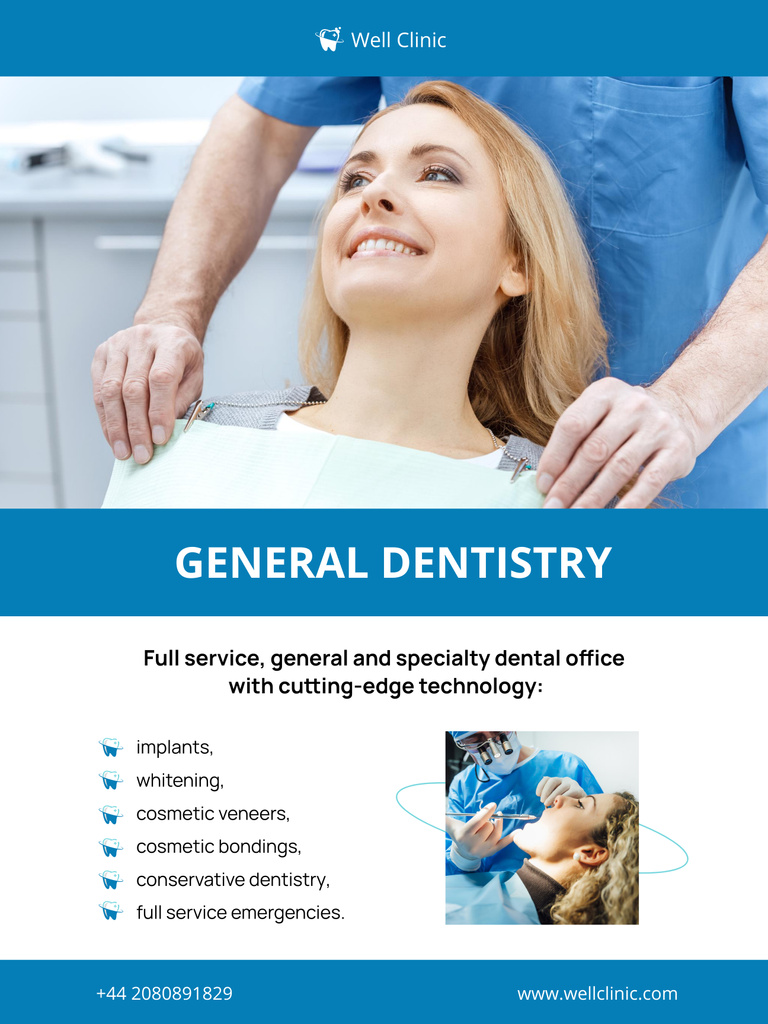 Young Blonde Woman at Dentist Consultation Poster 36x48in Design Template