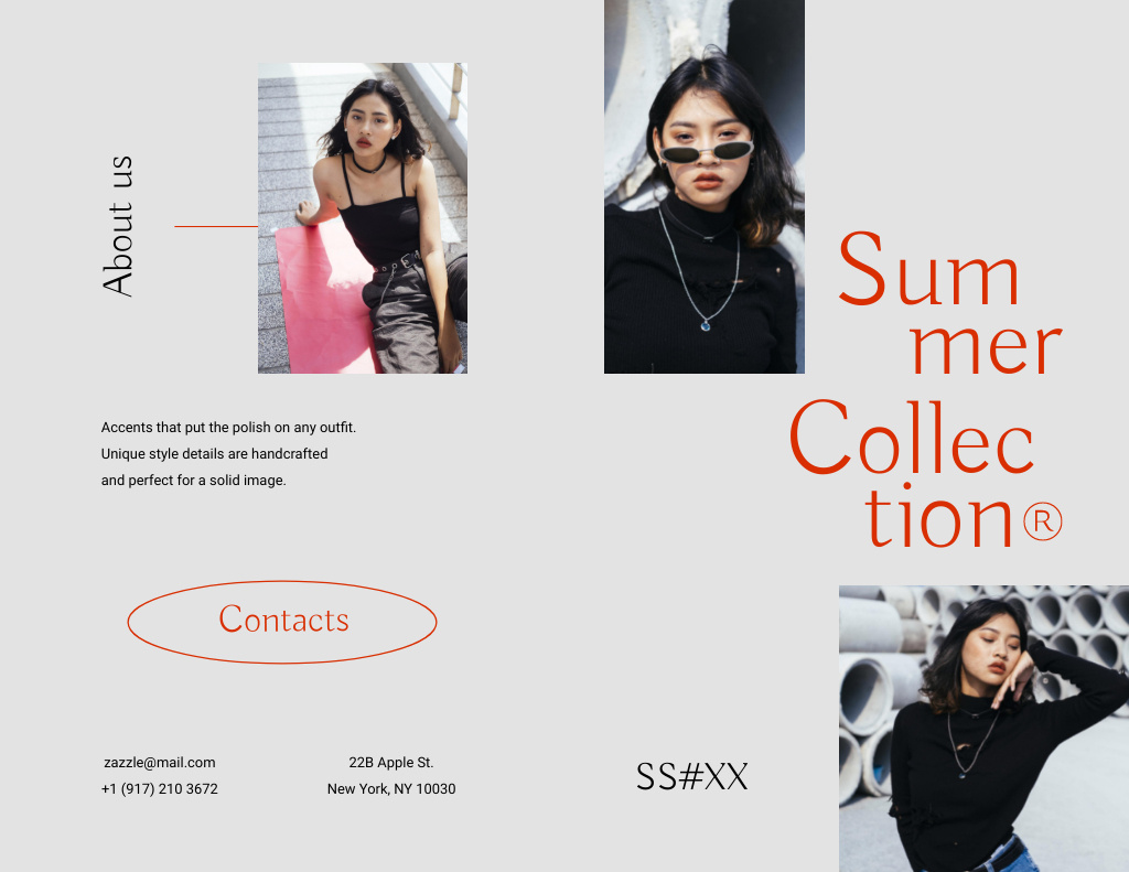 Fascinating Summer Collection of Streetwear with Young Asian Woman Brochure 8.5x11in Bi-fold Design Template