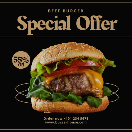 Beef Burger Discount Offer Instagram Design Template