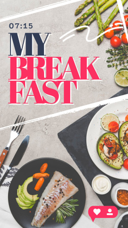 Designvorlage Healthy Breakfast with Avocado für Instagram Story