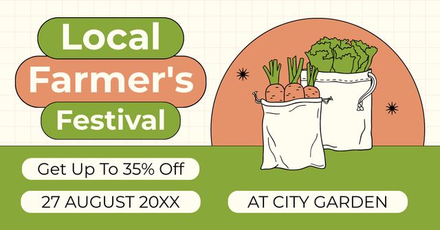 Ontwerpsjabloon van Facebook AD van Local Farmer's Festival with Vegetable Sale