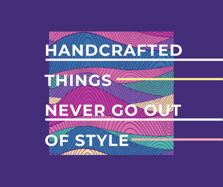 Handcrafted things Quote on Waves in purple Facebook Modelo de Design