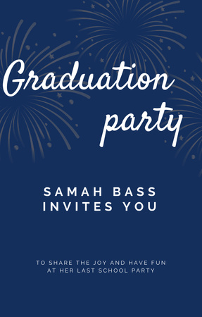 Graduation Party With Fireworks Invitation 4.6x7.2in Design Template