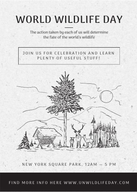 Plantilla de diseño de World Wildlife Day Event Announcement Nature Drawing Invitation 