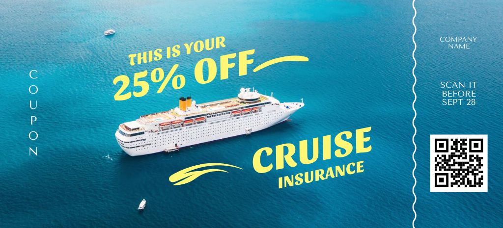 Cruise Travel Insurance Offer Coupon 3.75x8.25in Tasarım Şablonu