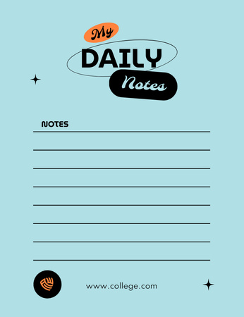 Convenient College Daily Planner in Blue Notepad 107x139mm Design Template