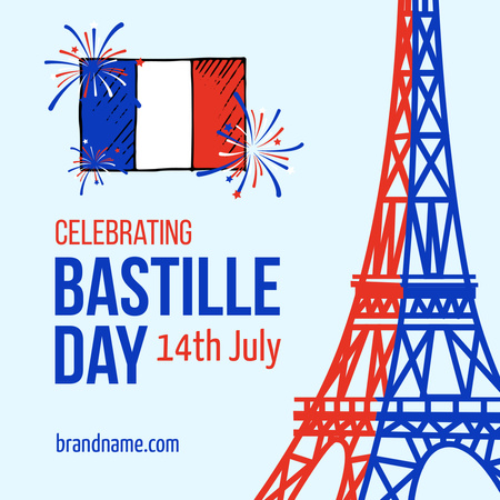 Plantilla de diseño de Celebrando el Día de la Bastilla con la Torre Eiffel Instagram 