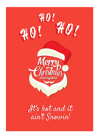 Awesome Christmas In July With Santa Ho Ho Ho Postcard 5x7in Vertical Design Template