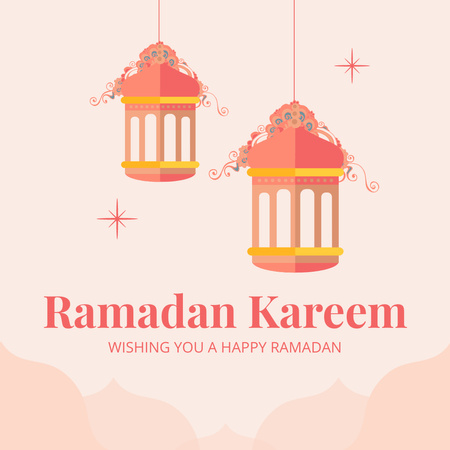 Ramadan Celebration with Pink Lanterns Instagram Design Template