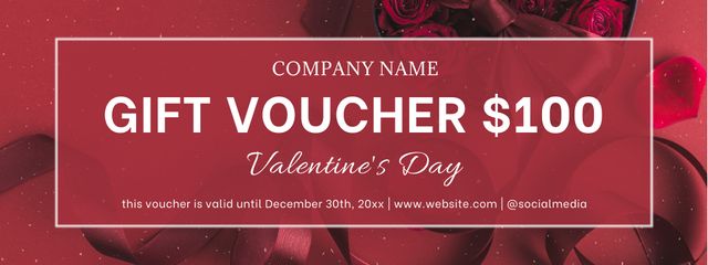 Red Roses For Valentine's Day Gift Voucher Offer Coupon Πρότυπο σχεδίασης