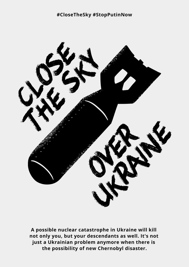 Close the Sky over Ukraine Poster Design Template