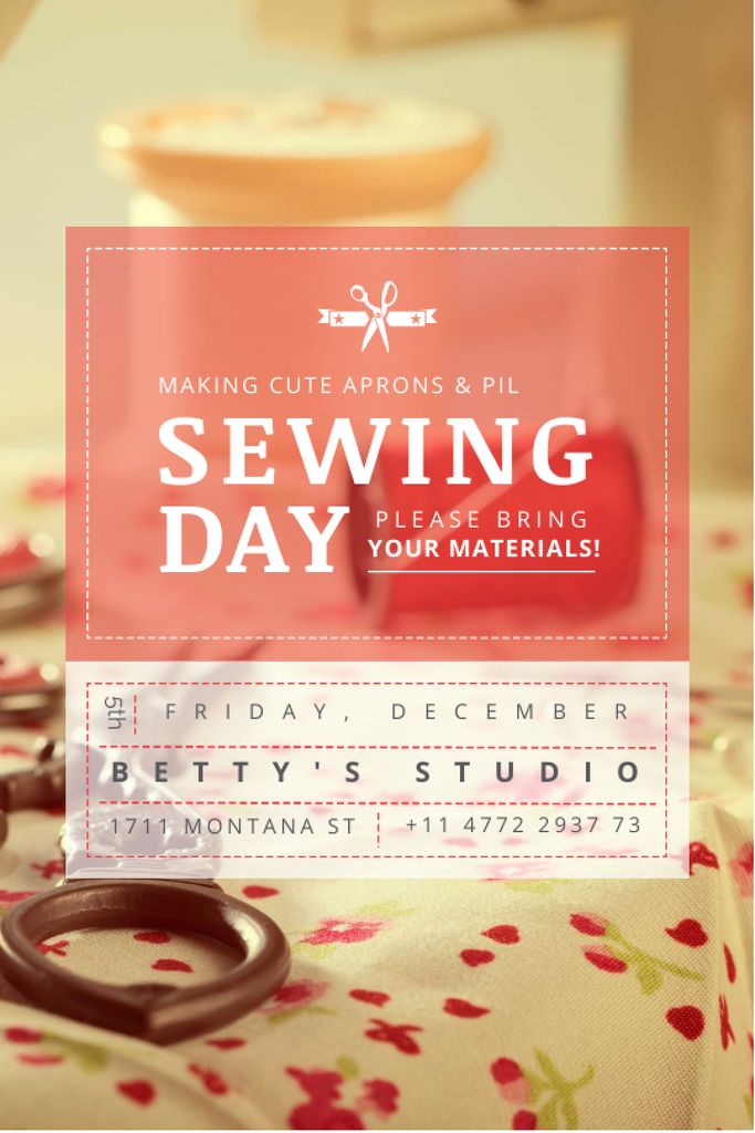 Sewing day event with needlework tools Tumblr Design Template