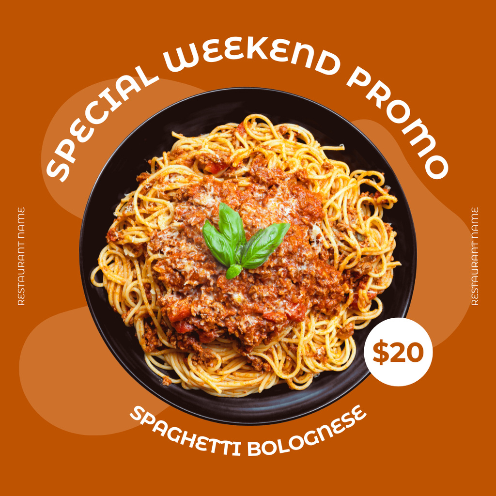 Special Promo Italian Pasta with Tomato Sauce Instagram Tasarım Şablonu