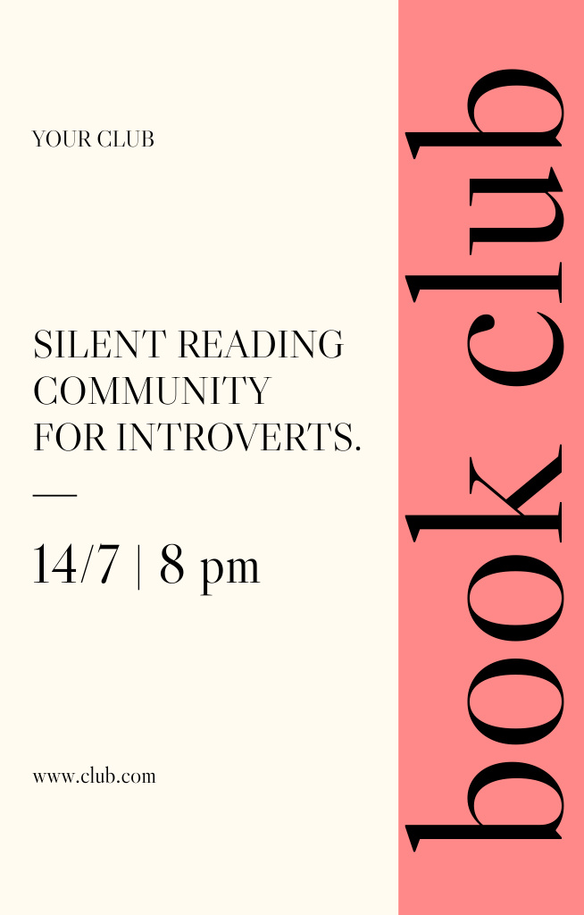 Book Club With Silent Invitation 4.6x7.2in Design Template