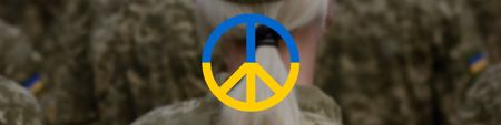 Plantilla de diseño de Peace Sign in Ukrainian Flag Colors LinkedIn Cover 