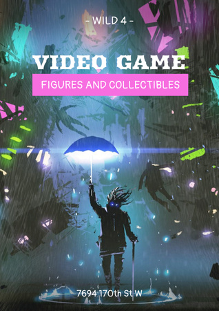Video Game Figures Ad Poster Šablona návrhu