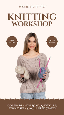 Announcement of Knitting Workshop with Young Blonde Instagram Story Design Template