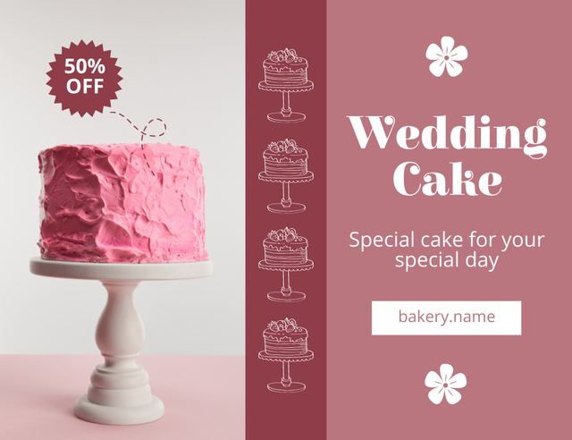 Sweet and Delicious Wedding Cakes Thank You Card 5.5x4in Horizontal Modelo de Design