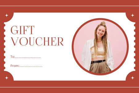 Gift Voucher Offer with Beautiful Young Blonde Woman Gift Certificate tervezősablon