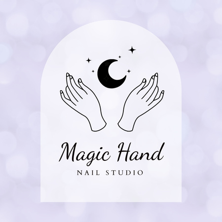 Ontwerpsjabloon van Logo 1080x1080px van Nails Studio Offer with Moon