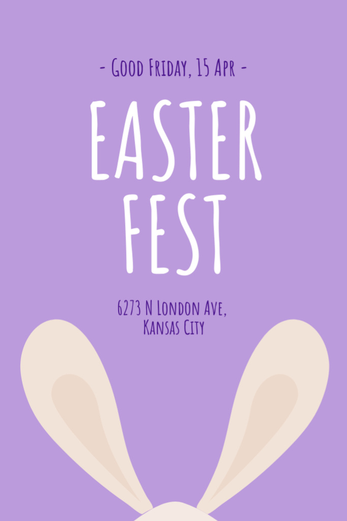 Easter Festival Announcement with Cute Bunny Ears Flyer 4x6in Design Template