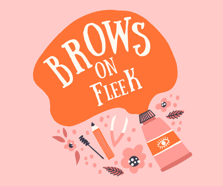 Eyebrow Care Offer with Cosmetics Tools Facebook Design Template