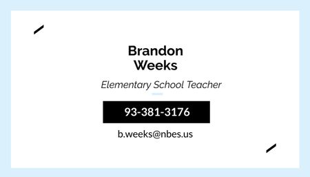 Elementary School Teacher Offer Business Card US – шаблон для дизайну