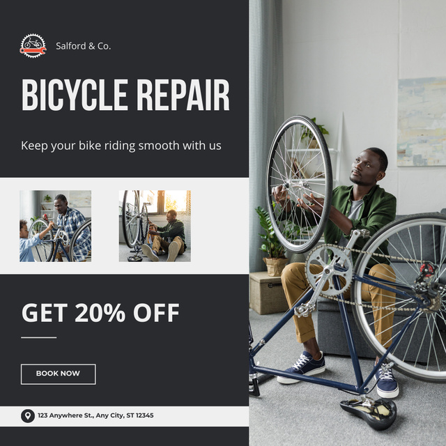 Get a Discount on Bicycle Repair Instagram AD – шаблон для дизайна