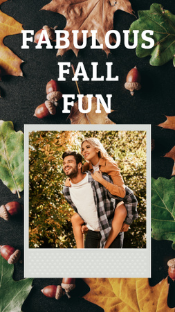 Ontwerpsjabloon van Instagram Story van gelukkige paar in herfst bos