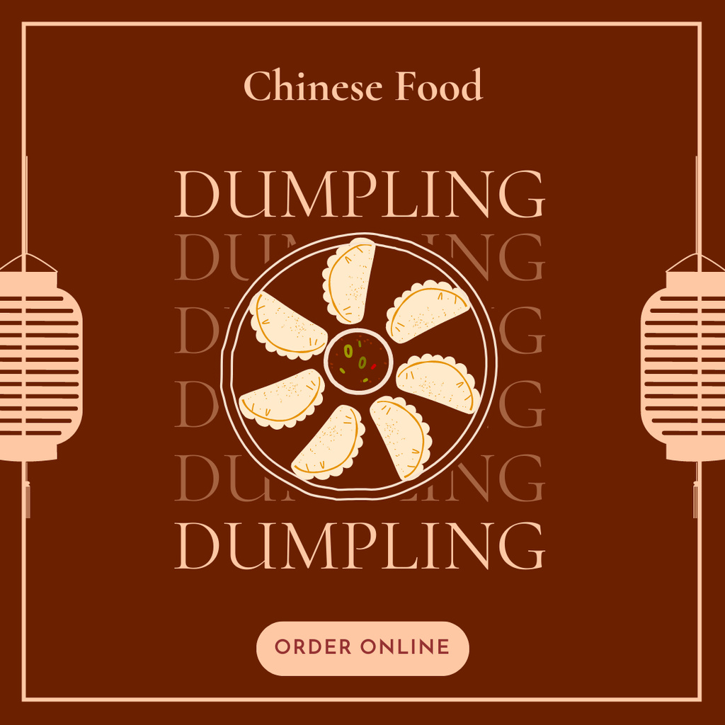Template di design Offer of Chinese Dumplings on Brown Instagram