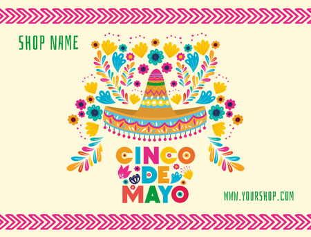 Cinco De Mayo Colorful Ornament Postcard 4.2x5.5in Design Template