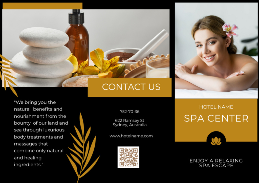 Spa Services Offer with Beautiful Woman Brochure Design Template