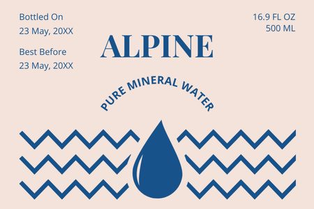 Plantilla de diseño de Oferta de agua mineral pura en botella Label 