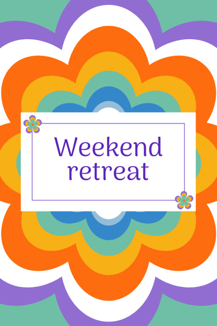 Ontwerpsjabloon van Postcard 4x6in Vertical van Colorful Offer of Weekend Retreat
