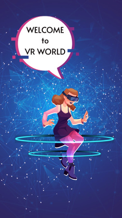 Woman in Space in Virtual Reality Glasses Instagram Video Story Design Template