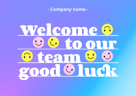 Welcome Phrase with Smiling Emoji Faces Card Design Template