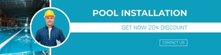 Ontwerpsjabloon van LinkedIn Cover van Bied kortingen op zwembadinstallatieservices