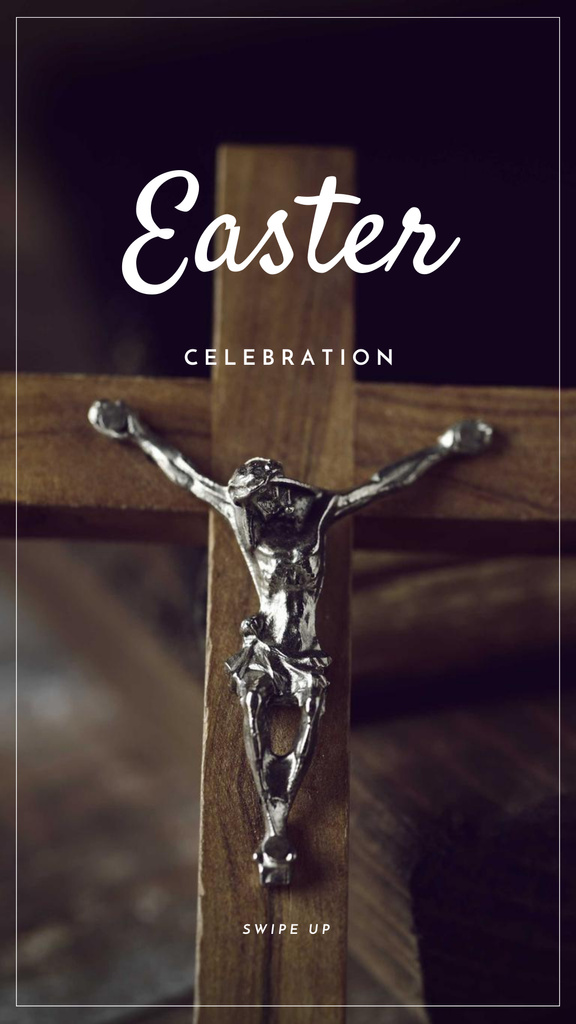 Ontwerpsjabloon van Instagram Story van Easter Celebration Announcement with Cross