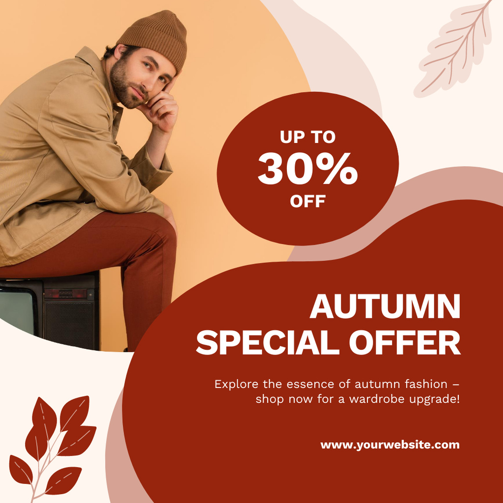 Ontwerpsjabloon van Instagram van Special Autumn Offer Discounts for Stylish Men