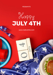USA Independence Day Celebration With Served Table on Red