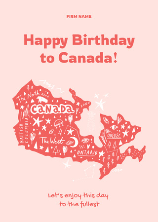 Canada Day Celebration Announcement Postcard A6 Vertical Design Template