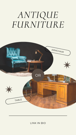Template di design Pezzi rari di mobili in legno nel negozio di antiquariato Instagram Story