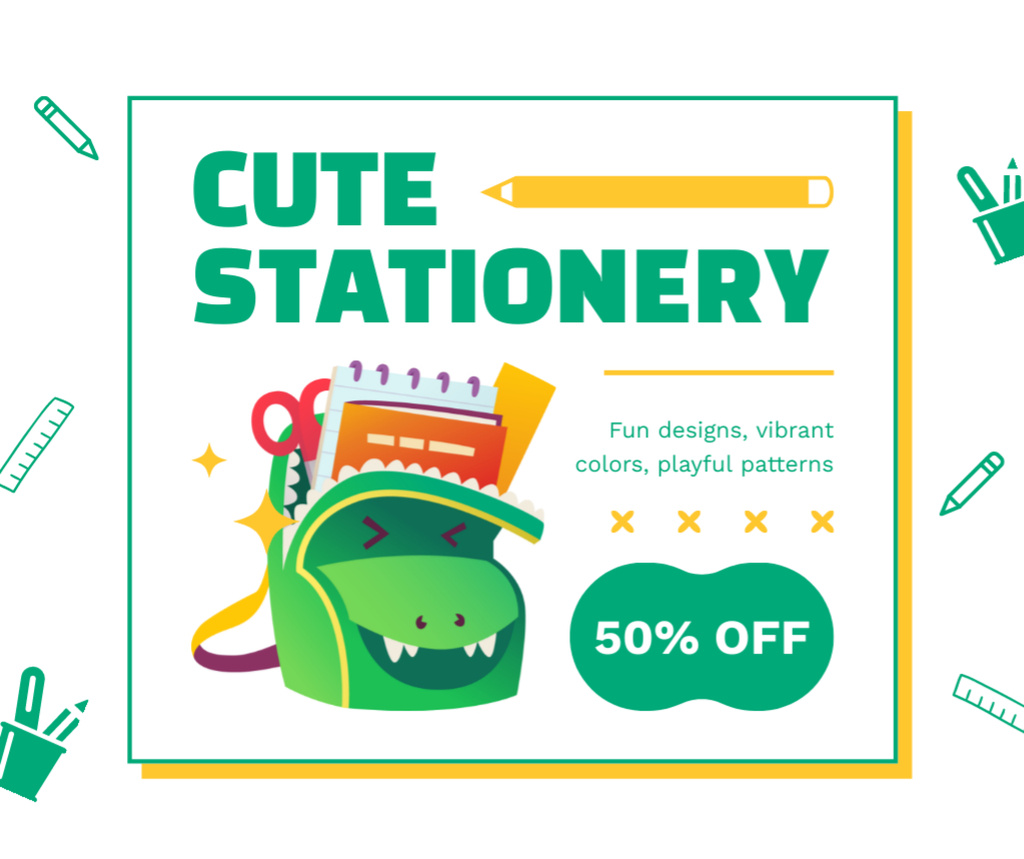 Ontwerpsjabloon van Facebook van Stationery Shop Deal On Cute Items