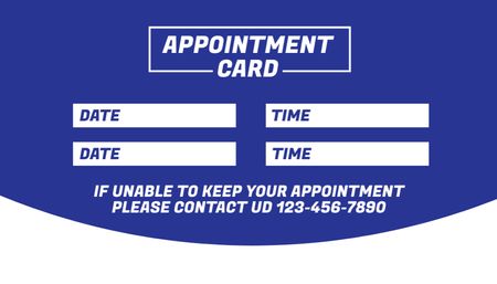 Simple Blue Appointment Reminder Business Card US Design Template