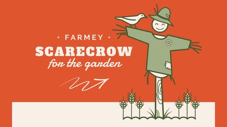 Garden Scarecrow Sale Offer Label 3.5x2in Design Template