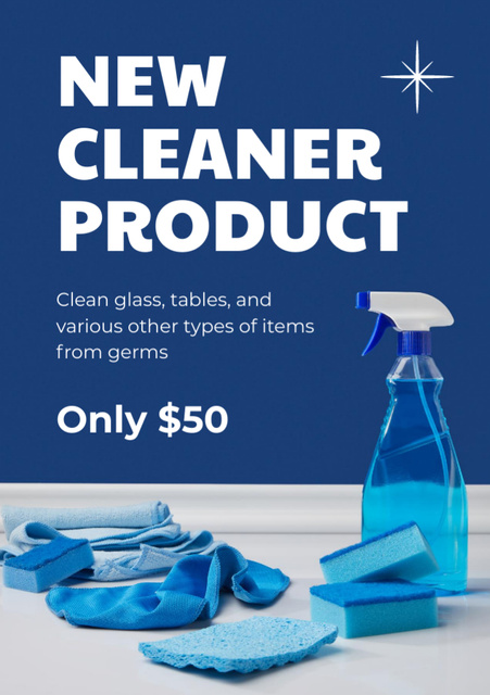 Cleaner Product Ad with Blue Cleaning Kit Flyer A7 tervezősablon
