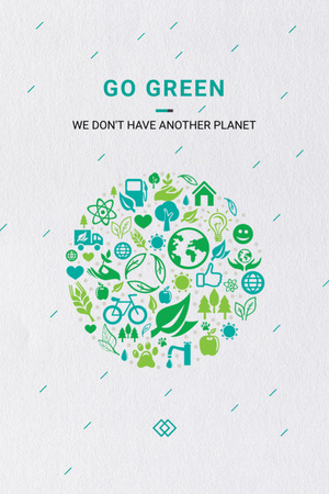 Ecology Concept with green Nature icons Flyer 4x6in Design Template