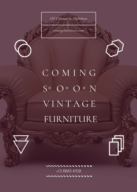 Vintage Furniture Shop Opening Announcement Invitation Modelo de Design